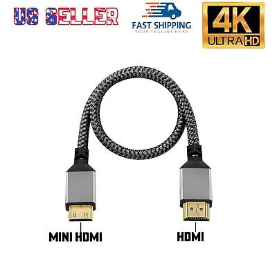 High Speed Mini HDMI To HDMI Cable Braided Cord 3D 4K/60Hz 1080p For HDTV Camera • $8.36