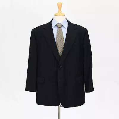 Bespoke 52R Navy Sport Coat Blazer Jacket Solid 2B Wool • $74.99