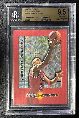 Michael Jordan Bgs 9.5 1997-98 Fleer Basketball #7 Thrill Seekers Insert Gem • $455