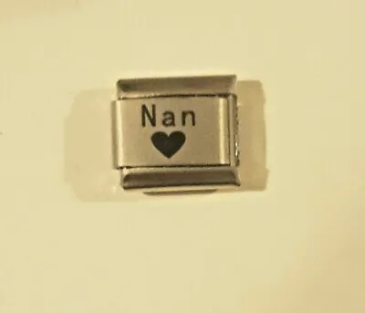 NAN BLACK HEART Italian Charm Fits Classic Starter Bracelets I Love My Nana N79 • £2.99