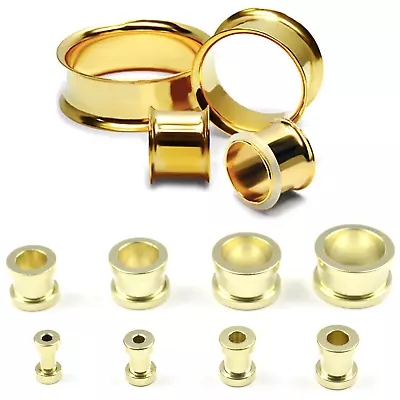 £2.95 • Buy Gold Single Or Double Flare Flesh Tunnel Zircon Screw Fit Ear Expander Stretcher