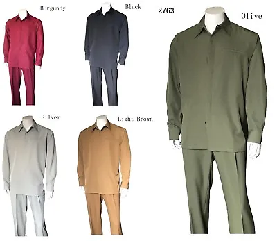 Men's Long Sleeves Casual Suit Jacket With Pants 5 Colors Polyester M2763 • $52.99