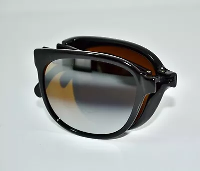 Vtg SunPocket France Nylon Folding Black Amber/Gradient Cat Eye Mens Sunglasses • $14.99