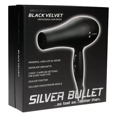 Silver Bullet Black Velvet Professional Hair Dryer - Salon - Barber SILVERBULLET • $84.94
