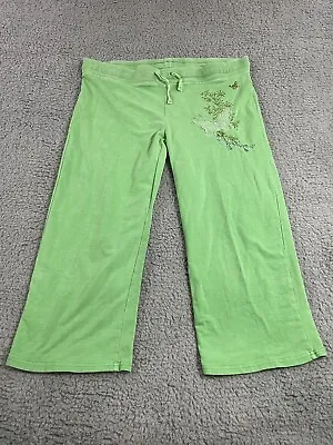 Vertigo Paris Track Pants Womens XL Capri Y2K Embroidered Butterfly Green • $18.74