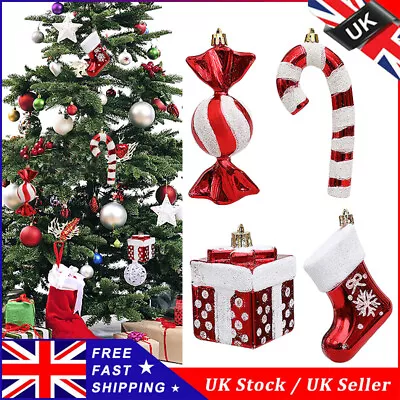 4/8Pc Giant Red & White Glitter Candy Cane Or Sweet Christmas Tree Display Decor • £8.22