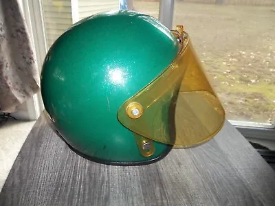 Vintage 1970's ROPER-LANCO Green Metal Flake Motorcycle Helmet • $49.95