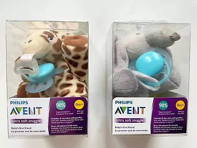 2 X Lot Philips Avent Pacifier  0m+  Giraffe & Elephant NEW • $25