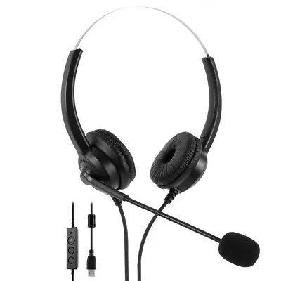USB Headset Telephone Call Centre Noise Cancelling Headset With Microphone • £11.99