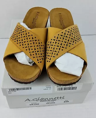 A. Giannetti Women's Slide Wedge Cork Sandals Size 9 US / 39 EU • $24.99