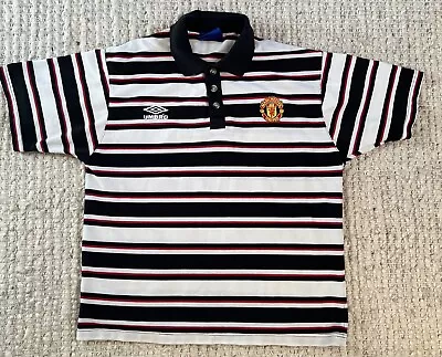 Manchester United Vintage Polo Cotton Football Umbro Shirt Size Medium • $34.95