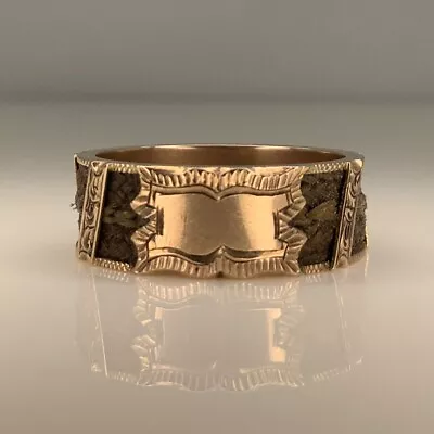 Victorian 9k Gold Mourning Braided Hair Ring Band Sz7.25 • $999