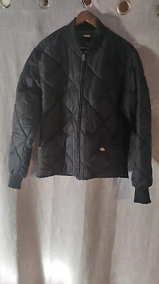 Dickies Diamond Quilted Navy Blue Puffer Bomber Jacket Full Zip Mens Size Medium • $49.99