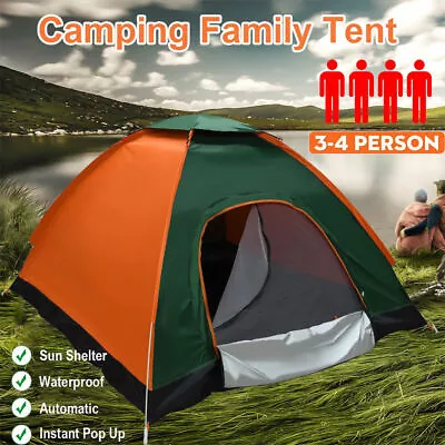 3-4 Man Persons Pop Up Tent Automatic Outdoor Hiking Camping Glamping Tent • $32.98