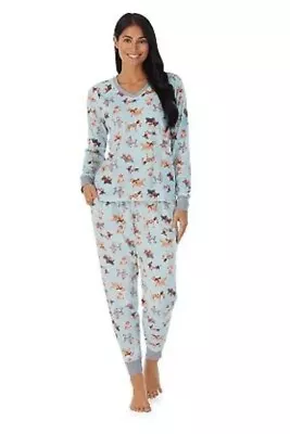 New XL Maternity Women's Cuddl Duds® Velour Dog V-Neck Pajama Top &  Pants Sleep • £27.55