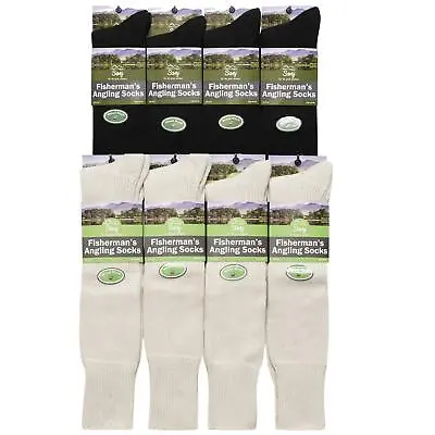 4 Pack Mens Wool Rich Fisherman Long Hose Angling Fishing Sea Boot Warm Socks • £13.99