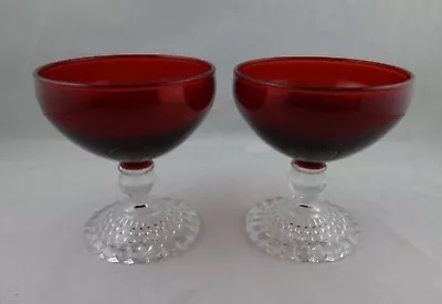 2 Anchor Hocking Royal Ruby Red Bubble Foot Champagne /Tall Sherbet • $24.95