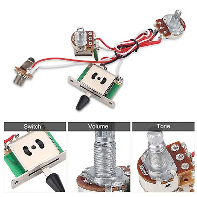 Electric Guitar Wiring Harness Kit 3 Way Toggle Switch 1 Volume 1 Tone 500K Pots • $9.99