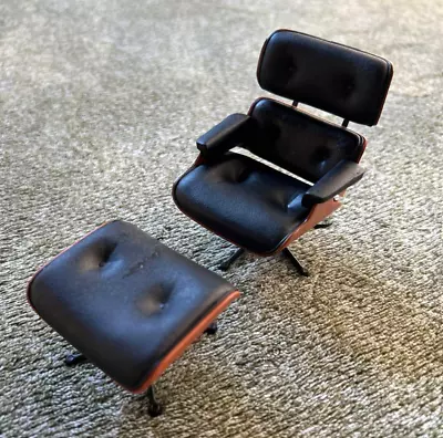 Lounge Chair 1/12 Scale Miniature Black Eames Design Interior Collection OOP • $129