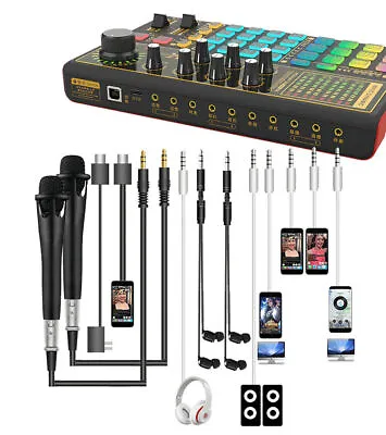 Bluetooth Sound Mixer Board Live Streaming Voice Changer Audio Sound Card Mixer • $42
