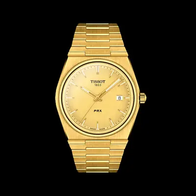 Tissot PRX Quartz 40mm Yellow Gold PVD Swiss Made Watch T1374103302100 NWT • $334