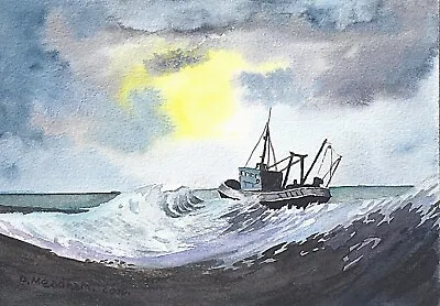 Trawler At Sea - David Meadham - Fine Art Giclee Print - A4 Size • £40