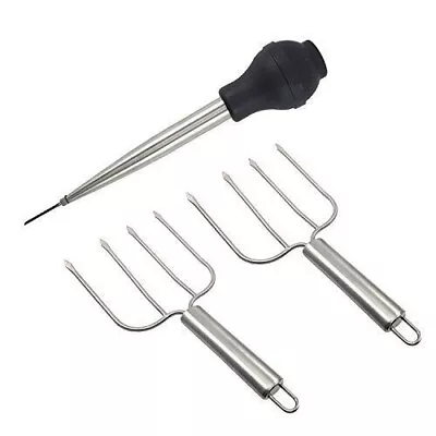 Thanksgiving Turkey Serving Set Stainless Steel Baster And Turkey Lifter Poultry • $14.89