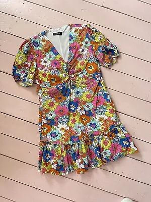 60s Style Flower Power Mini Dress UK Size 12 NEW Retro Inspired Dress • £28