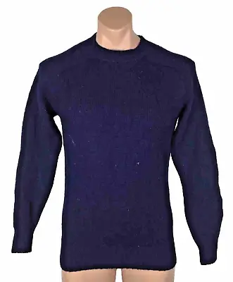 NWT VTG 70s 80s CLANSMAN ENGLISH SPORTS SHOP NAVY BLUE 100% WOOL KNIT SWEATER S • $80
