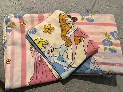 Disney Princess Stripped TWIN 3 Pc Sheet Set Fitted/flat/pillow Case 2007 • $35