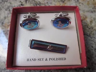 FREEMASON MASONIC MASON G SQUARE COMPASSES TIE CLIP & CUFF LINK SET New In Box • $27.99