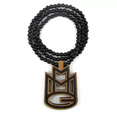 Wooden MMG Mybach Music Rick Ross Pendant Piece Chain Necklace Good Quality Wood • $10.04