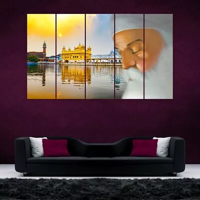 £43.88 • Buy Shri Guru Nanak Dev Ji 5 Panels Image For Living Room Walls #421 - HKTPIC-UK