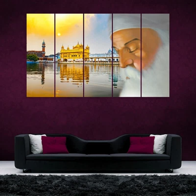 £43.88 • Buy Shri Guru Nanak Dev Ji 5 Panels Image For Living Room Walls #421 - HKTPIC-UK