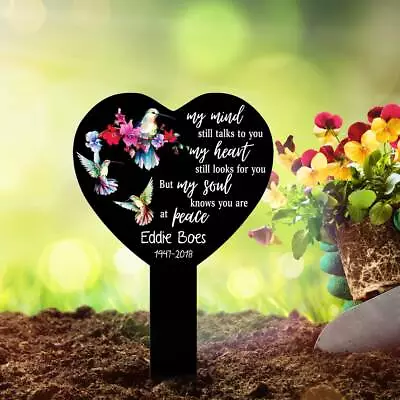 Metal Memorial Stake Hummingbird Grave Marker Heart Cross Stake In Memory Plaque • $125.95