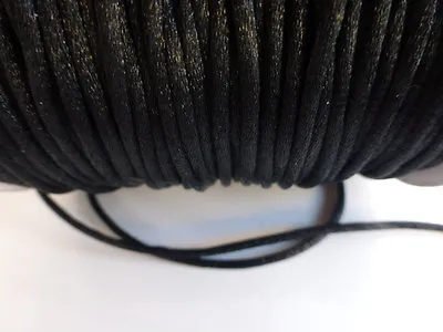 £0.99 • Buy 10 Metres Black 2mm Rattail Rat Tail Satin Nylon Threading Beading Cord    (F81)