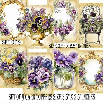 £2.99 • Buy Card Toppers For Cardmaking Victorian Flowers Violets Scrapbooking Tags Journals