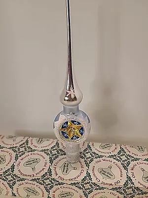 Vintage Glass Old World Hand Blown Indented Christmas Tree Topper Top Finial • $29.99