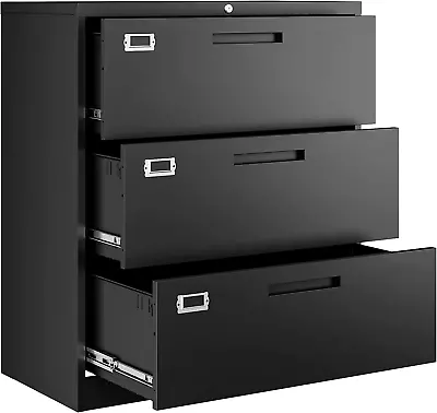 Lateral 3 Drawer File Cabinets With Lock Metal Filing Storage Vertical Cabinets • $234.99