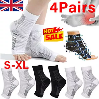 4 Pairs Neuro Socks Compression Neuropathy Plantar Fasciitis Socks Medical NEW • £4.55