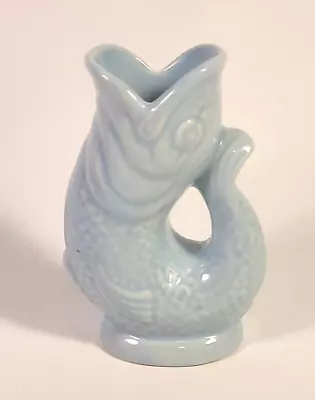 3.5  Pale Blue Wade England Gluggle Jug Koi Fish Pitcher Bud Vase Ceramic Mini • $32