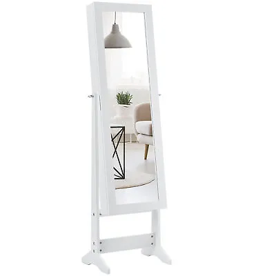 Vanity Mirror Tilting Jewelry Cabinet Organizer Storage Box White • $89.99