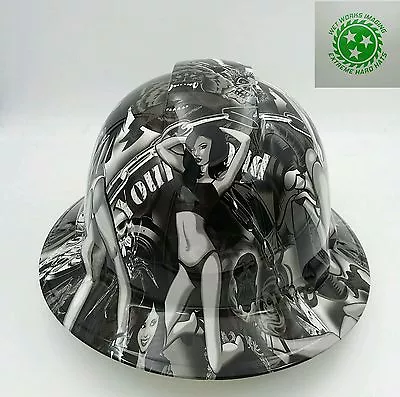 $49.99 • Buy Hard Hat FULL BRIM Custom Hydro Dipped , OSHA APPROVED  , BIKER BABES  WOW 