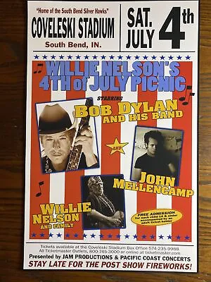 $14.99 • Buy WILLIE NELSON BOB DYLAN JOHN MELLENCAMP 2009 Poster So Bend IN Concert 11x17 