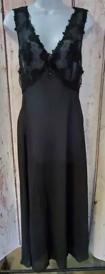 Women's Negligee Loungewear Sleepwear Sheer Black Rose Sexy Long    Sz.L  (*A43) • £19.45
