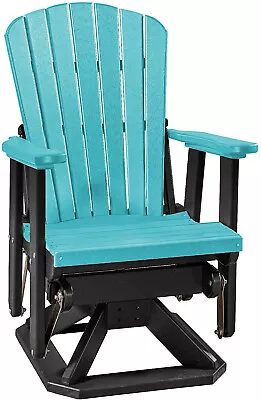 ADIRONDACK SWIVEL & GLIDER CHAIR - Aruba Blue & Black 4 Season Poly Chair USA • $679.97