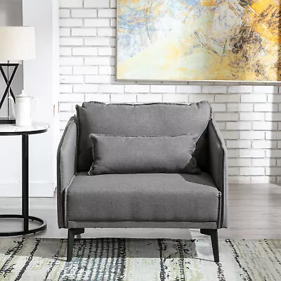 Modern Gray Fabric Accent Arm Chair Upholstered Single Sofa Living RoomFurniture • $89.99