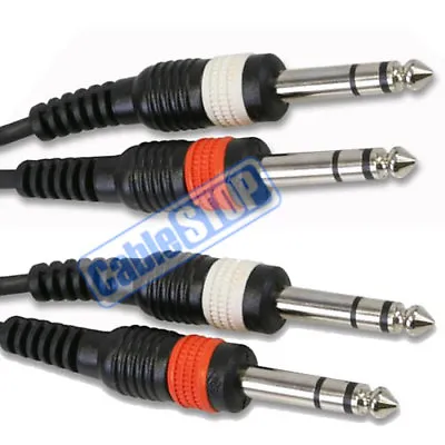 6M Twin STEREO 1/4  Jack To Jack 6.3mm CABLE 6.35 Mm TRS AUDIO LEAD 6 METRES • £11.65