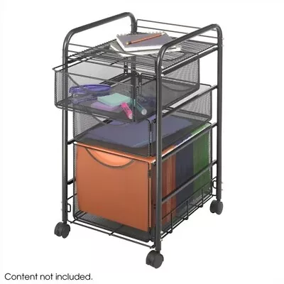 Safco Onyx Mesh File Cart With 1 File Drawer And 2 Small Drawers • $129.64