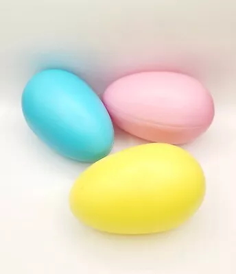 VTG 8” Blow Mold Easter Eggs Yellow Blue & Pink Lot Of 3 Lawn Decor General Foam • $44.73